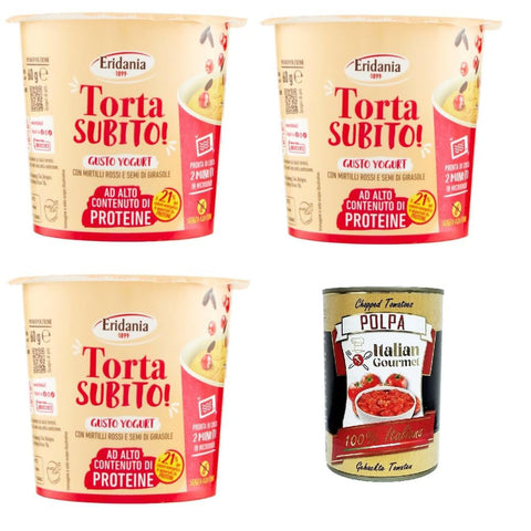 Eridania Torta Subito! Gusto Yogurt Joghurtgeschmack mit Preiselbeeren und Sonnenblumenkernen 3x60 g italienisch Original