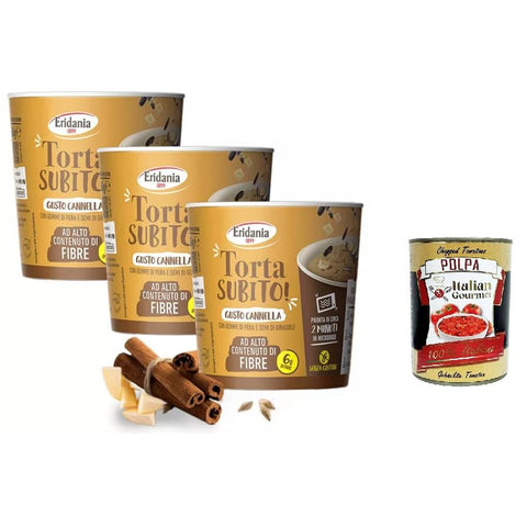Eridania- Torta Subito Preparato per torta al gusto di Cannella Kuchenmischung mit Zimtgeschmack 3x60 g italienisch Original Pastasauce + kostenlos polpa 400 g