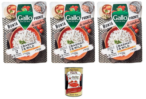 Italian Gourmet Koch- & Backzutaten Gallo Bontà Pronte Riso Basmati & Wild Goodness Ready Basmati & Wildreis 3x 250 g + Italian Gourmet polpa 400g 8001420011555
