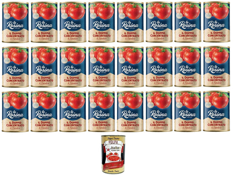 Italian Gourmet Koch- & Backzutaten La Rosina Doppio Concentrato Di Pomodoro,Doppeltes Tomatenkonzentrat,100% Italienische Tomaten,24x 400g + Italian Gourmet polpa 400g 8011988000663