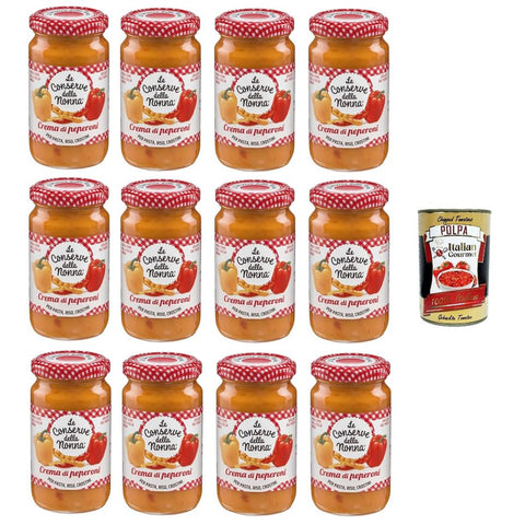 Le Conserve della Nonna Crema di Peperoni Pfeffercreme für Nudeln, Reis und Croutons 12x 190 gr italienisch Original