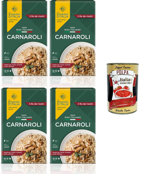 Italian Gourmet Koch- & Backzutaten Le Stagioni D'Italia Riso Carnaroli Reis 4x1kg + Italian Gourmet polpa 400g 8032804040014