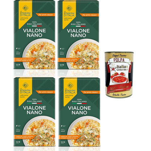 Le Stagioni D'Italia Riso Vialone Nano Reis 4x1 kg italienisch Original + kostenlos polpa 400 g