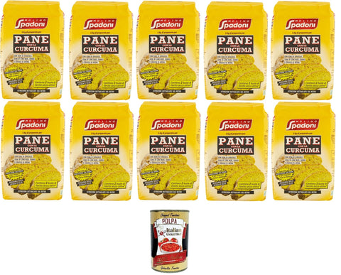 Molino Spadoni Kurkuma-Brotmischung mit Sonnenblumenkernen schwarzen Leinsamen Dinkel und Haferkleie 10x1 kg italienisch Original Pastasauce + gratis polpa 400