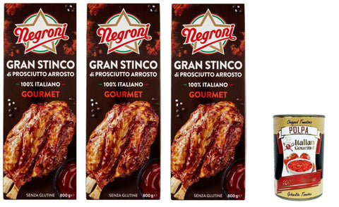Italian Gourmet Koch- & Backzutaten Negroni Gran Stinco di prosciutto Arrosto Große gebratene Schinkenkeule 100 % italienischer Gourmet3x 800gr + Italian Gourmet polpa 400g 8032804040014