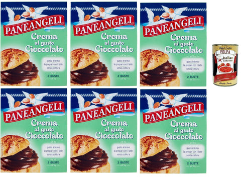 Italian Gourmet Koch- & Backzutaten PANEANGELI Crema al gusto Cioccolato, Mischung Pulver Schokoladen geschmacks creme fur , Ideal zum Füllen von Kuchen, Torten, Krapfen, Puffs und Gebäck. 6x 172g + Italian Gourmet polpa 400g 8032804040014