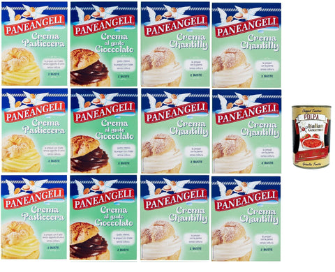 Paneangeli crema Testpaket Creme Chantilly Schokoalde Pudding Pulver Mischung Pudding kuchen, mit einem zarten Vanillegeschmack 12 stuck italienisch Original