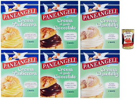 Paneangeli crema Testpaket Creme Chantilly Schokoalde Pudding Pulver Mischung Pudding kuchen, mit einem zarten Vanillegeschmack 6 stuck italienisch Original