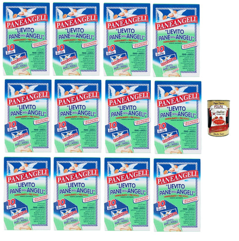 Italian Gourmet Koch- & Backzutaten Paneangeli Lievito Pane degli Angeli Vaniglinato, Dolcious Hefe, Heasting Agent, sofortige Hefe mit zartem Duft von Vanillin, Vegan und Gluten -frei, 120 Beutel von 16 g + Italian Gourmet polpa 400g 8032804040014