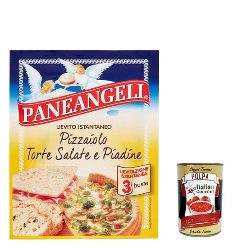 Italian Gourmet Koch- & Backzutaten Paneangeli Lievito Pizzaiolo, Instanthefe Hefe zur Zubereitung köstlicher herzhafter Gerichte 50x 45g (3 Beutel à 15g) + Italian Gourmet polpa 400g 8032804040014