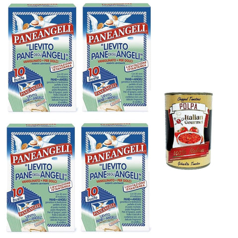 Paneangeli Lievito Vanigliato per Dolci - Vanille Hefe für Desserts - Karton mit 10 Beuteln 4x italienisch Original Trockenhefe + kostenlos polpa 400 g