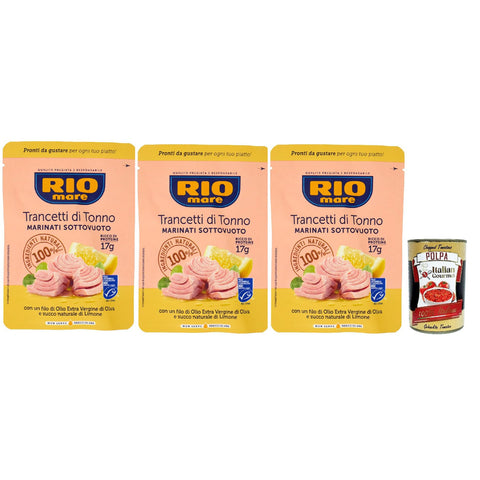 Rio Mare Trancetto Di Tonno e succo di limone, Thunfischstücke mit nativem Olivenöl extra un Zitronensaft 3x70g Original italienisch Feinkost