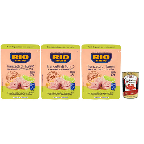 Rio Mare Trancetto Di Tonno Lime E Zenzero, Thunfischstücke mit nativem Olivenöl extra, Ingwer und Limettensaft 3x 70 g italienisch Original