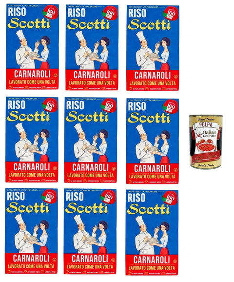 Italian Gourmet Koch- & Backzutaten Riso Scotti- RIso Carnaroli Kollektion zum 160-jährigen Jubiläum 9 x 850gr + Italian Gourmet polpa 400g 8032804040014