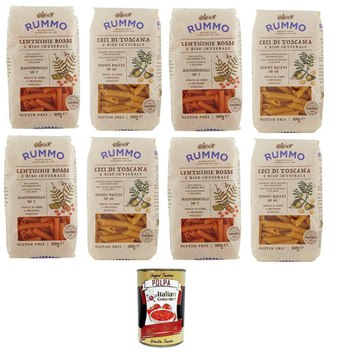 Italian Gourmet Koch- & Backzutaten Rummo Testpaket Glutenfreie Maccheroncelli N°7- Penne Rigate N°66 8x 300gr + Italian Gourmet polpa 400g 8008343810661
