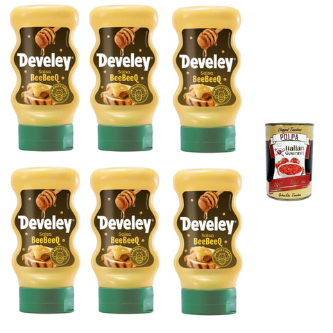Salsa beebeeQ Senape e Miele beebeeQ Senf-Honig-Sauce Quetschflasche 6x250 g italienisch Original + kostenlos Polpa 400 g