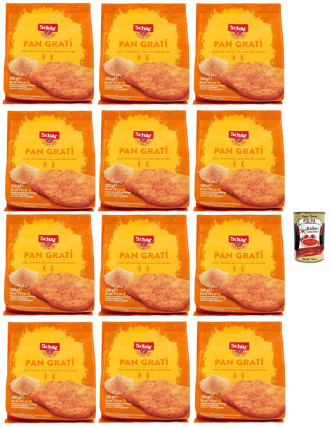 Italian Gourmet Koch- & Backzutaten Schär Gluten Free Pan Gratí für Eine Knusprige und Schmackhafte Panade Präparat zum Panieren 12x 300g Packung + Italian Gourmet polpa 400g 8032804040014
