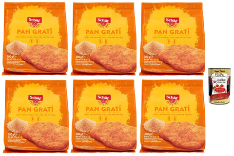 Italian Gourmet Koch- & Backzutaten Schär Gluten Free Pan Gratí für Eine Knusprige und Schmackhafte Panade Präparat zum Panieren 6x 300g Packung + Italian Gourmet polpa 400g 8032804040014
