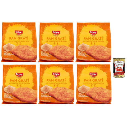 Schär Gluten Free Pan Gratí für Eine Knusprige und Schmackhafte Panade Präparat zum Panieren Packung 6x300 g italienisch Original Pastasauce + kostenlos polpa 400