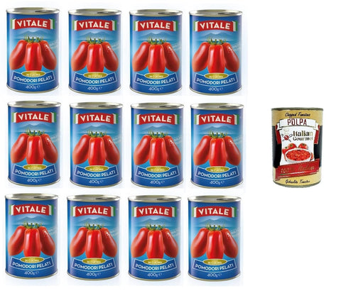 Italian Gourmet Koch- & Backzutaten Vitale Pomodori pelati Geschälte Tomaten 12x 400gr + Italian Gourmet Polpa 400g 8010706724218