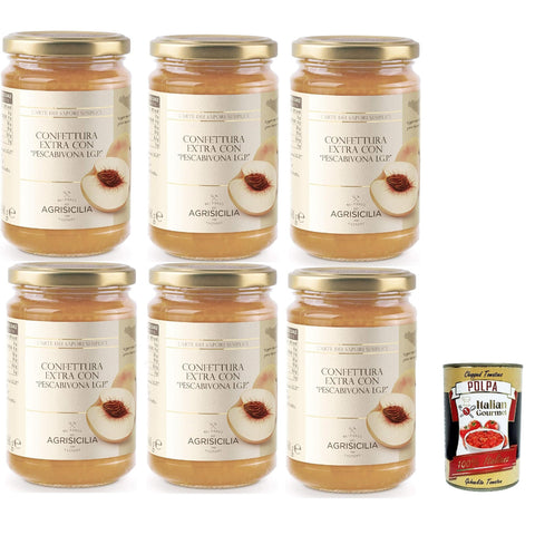 Agrisicilia Confettura Pescabivona I.G.P, Extra Marmelade mit "Pfirsich of bivona I.G.P." 3x360g Original italienisch Aufstrich