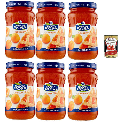 Santa Rosa Confettura di Albicocche Aprikosen marmelade apricot jam ideal für Desserts und Kuchen 6x600 g italienisch Original Gebäck + kostenlos polpa 400 g