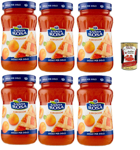 Italian Gourmet Konfitüren Santa Rosa, Confettura di Albicocche, Aprikosen marmelade, apricot jam, ideal für Desserts und Kuchen 6x 600g + Italian Gourmet polpa 400g 8032804040014