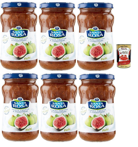 Italian Gourmet Konfitüren Santa Rosa, Confettura di Fichi, Feigen marmelade Brotaufstrich, figs jam, ideal für Desserts und Kuchen 6x 350g + Italian Gourmet polpa 400g 8032804040014