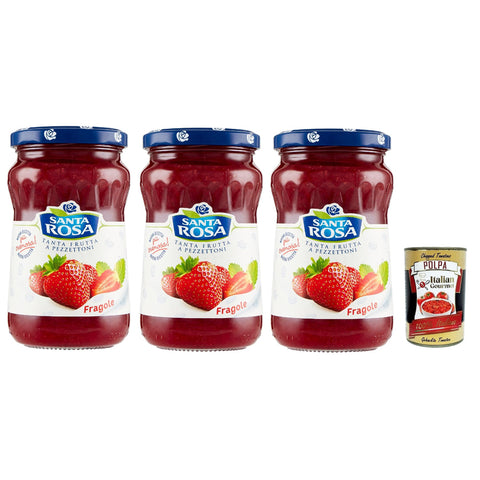 Santa Rosa Confettura di Fragole, Erdbeeren marmelade, Strawberries jam, ideal für Desserts und Kuchen 3x 350 g italienisch Original