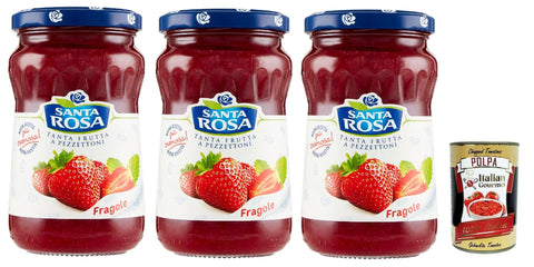 Santa Rosa Confettura di Fragole, Erdbeeren marmelade, Strawberries jam, ideal für Desserts und Kuchen 3x 350 g italienisch Original