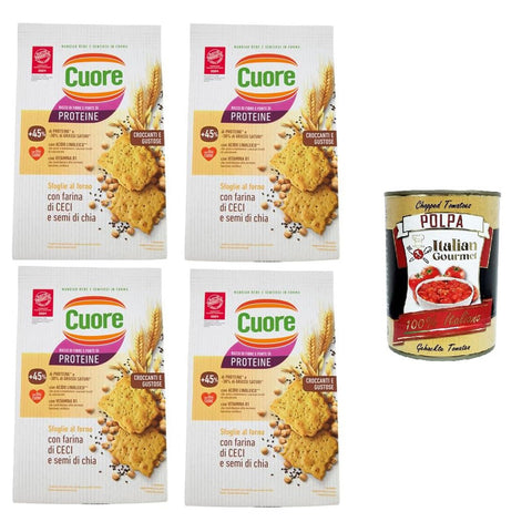 Cuore Sfoglie al forno con farina di Ceci e semi di chia Gebackener Blätterteig mit Kichererbsenmehl und Chiasamen 4x170 g italienisch Original + kostenlos polpa