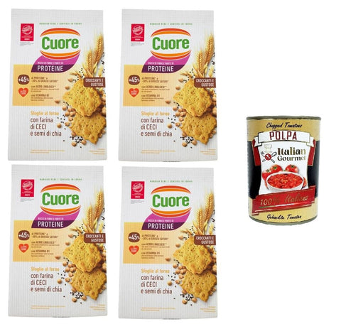Cuore Sfoglie al forno con farina di Ceci e semi di chia Gebackener Blätterteig mit Kichererbsenmehl und Chiasamen 4x170 g italienisch Original + gratis polpa