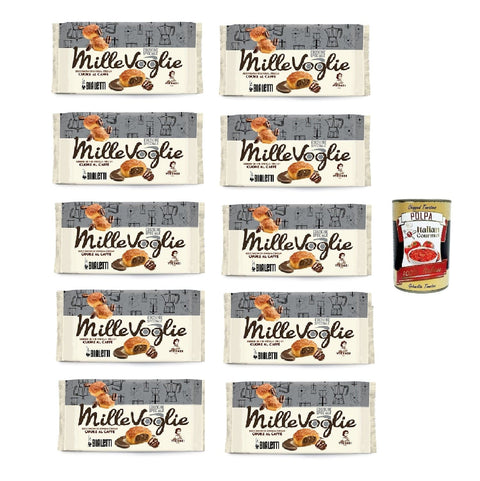 Italian Gourmet Krokant Matilde Vicenzi Millevoglie Caffè Bialetti 100g, Bialetti Blätterteig-Häppchen mit Kaffeefüllung Herz 10x100gr + Italian Gourmet Polpa di Pomodoro 400g