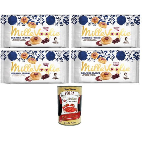 Matilde Vicenzi Millevoglie Fabbri, Fabbri Blätterteighäppchen mit einem Herz aus Schwarzkirschen 4x90 gr italienisch Original