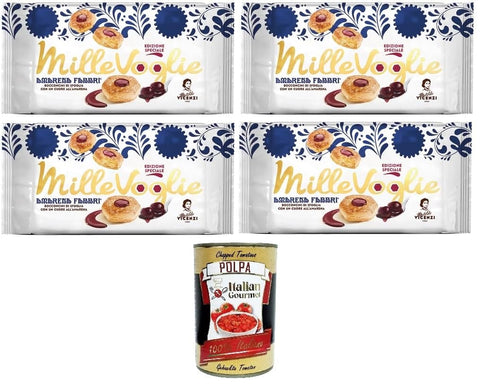 Matilde Vicenzi Millevoglie Fabbri, Fabbri Blätterteighäppchen mit einem Herz aus Schwarzkirschen 4x90 gr italienisch Original