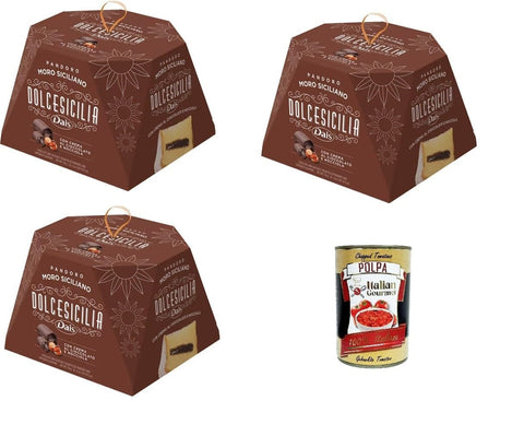 Italian Gourmet Kuchen & Torten Dais Pandoro Moro Siciliano Con cioccolato e nocciola Pandoro Moro Siciliano Mit Schokolade und Haselnuss 3x750gr + Italian gourmet polpa 400g 8032804040014