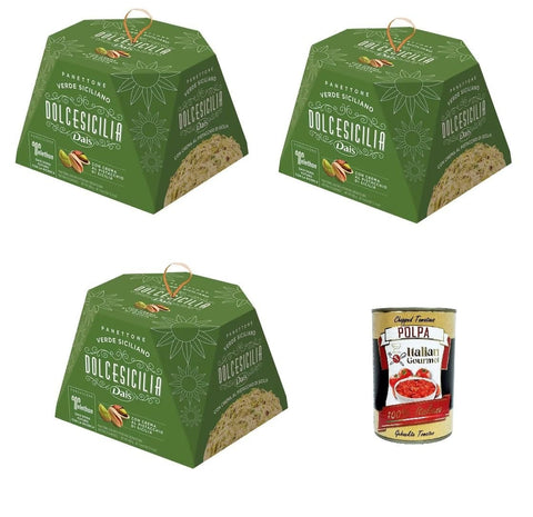 Italian Gourmet Kuchen & Torten Dais Panettone Dolcesicilia Verde Siciliano Mit sizilianischer Pistaziencreme3x800g+ Italian Gourmet polpa 400g 8032804040014