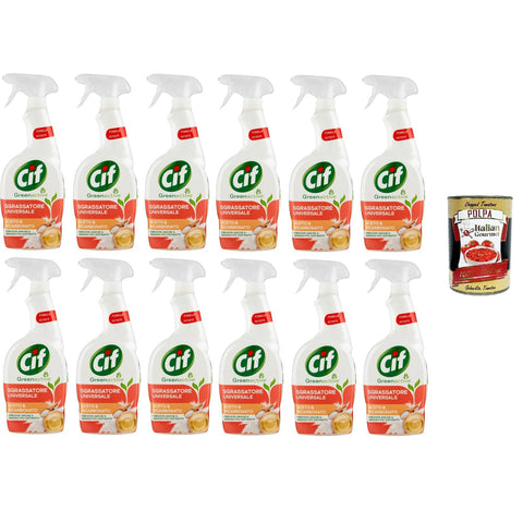 CIF Multi Oberflächen Sprüh Entfetter, Essig und Bicarbonat, Green Active 12x650ml Original italienisch Gebäck
