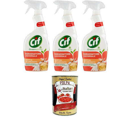 CIF Multi Oberflächen Sprüh Entfetter, Essig und Bicarbonat, Green Active 3x650ml Original italienisch Gebäck