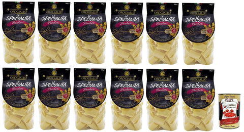 Italian Gourmet Kurze Pasta 12x Oro Giallo Paccheri Pasta,Italienische Nudeln aus Hartweizengrieß 500g + Italian Gourmet Polpa di Pomodoro 400g Dose 8015793001518
