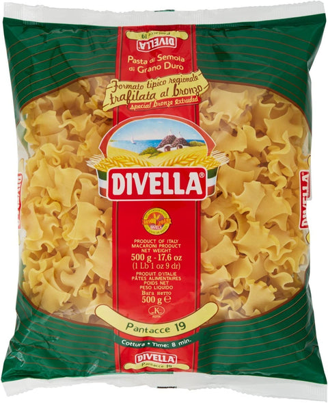 Italian Gourmet Kurze Pasta 20x Pasta Divella 100% Italienisch N° 19 Pantacce 500 gr 8005121000191
