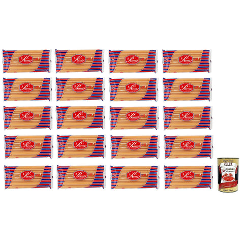 Russo Candele N°73 Hartweizengrieß Pasta 100% Italienischer Weizen -Packung 500 g 20x italienisch Original + kostenlos Polpa di Pomodoro 400 g Dose