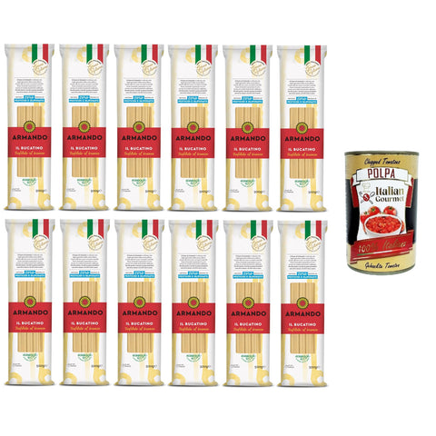 Armando Il Bucatino, Pasta di semola di grano duro trafilata al bronzo,Il Bucatino, Nudeln aus Hartweizengrieß aus Bronze gezogen 12x500 gr italienisch Original
