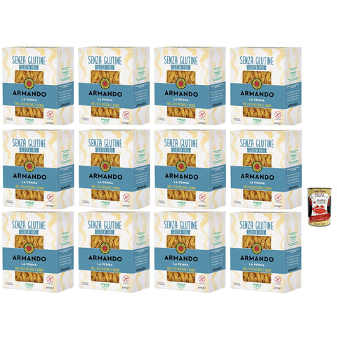 Armando La penna senza glutine,Gluten freie Pasta mit Multikereals mit Mais, Vollreis und Quinoa Penne gluten free 12x 400 g italienisch Original