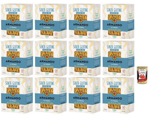 Italian Gourmet Kurze Pasta Armando, La penna senza glutine,Gluten -freie Pasta mit Multikereals mit Mais, Vollreis und Quinoa - Penne gluten free 12x 400 g + Italian Gourmet polpa 400g 8032804040014