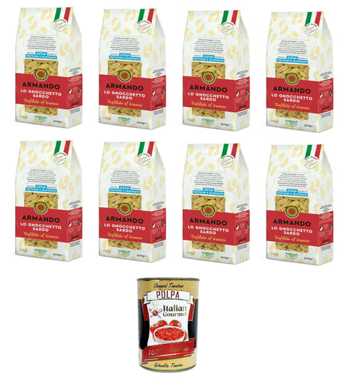 Italian Gourmet Kurze Pasta Armando Lo Gnocchetto Sardo, Trafilato al bronzo Der Sardo Gnocchetto, aus Bronze gezogen 8x500gr + Italian Gourmet polpa 400g 8032804040014