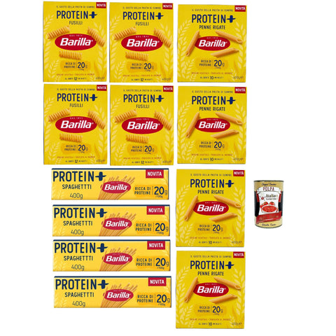 Barilla Protein +, Testpaket, High protein, Italienische Hartweizennudeln, 12 Packungen à 400 g, Pasta aus 100% italienischem Hartweizen italienisch Original