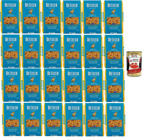 Italian Gourmet Kurze Pasta De Cecco Fusilli Pasta, 24 x 500g Packungen, Italienische Hartweizengries. + Italian Gourmet polpa 400g