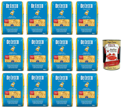 Italian Gourmet Kurze Pasta De Cecco Rotelle n° 54, Pasta di semola di grano duro Nudeln aus Hartweizengrieß 12x500gr+ Italian Gourmet polpa 400g 8032804040014