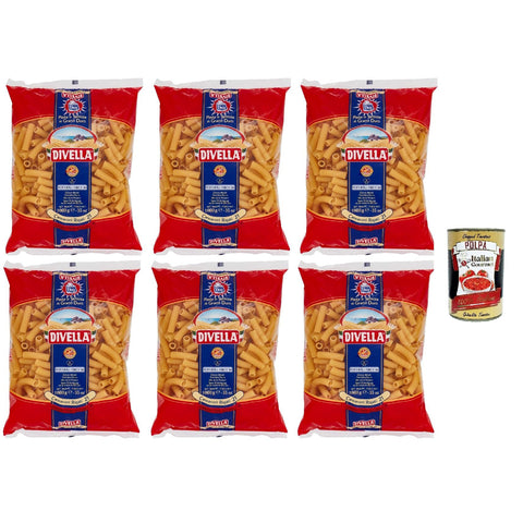 Divella Pasta 100% Italienisch Canneroni Rigati 21, Nudeln aus Hartweizengrieß, Kochen 9 Minuten 6x 500 g Original